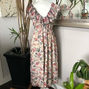 TULAROSA NAYA Ruffle Button Front Floral Dress XXS